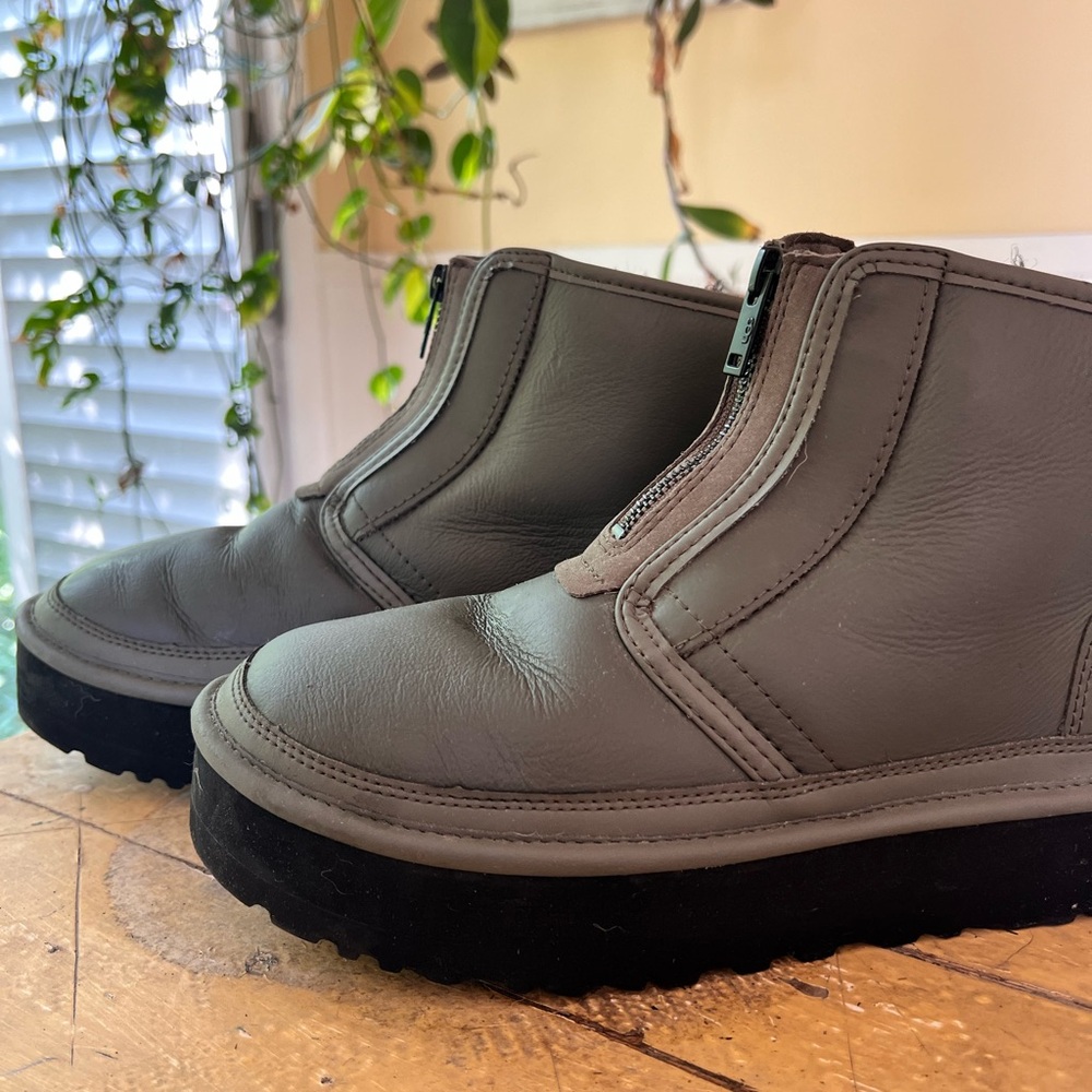 Ugg Platform Leather Ankle Boots